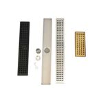 Salle de douche à grand déplacement en acier inoxydable avec siphon de sol à grille à trous rectangulaires