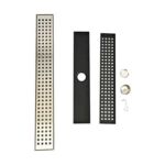 Salle de douche à grand déplacement en acier inoxydable avec siphon de sol à grille à trous rectangulaires