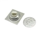 Square 10*10cm 3mm Thick Sus 201 Stainless Steel Linear Floor Drain with Pvc Anti Odor Seal Core