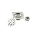 Square 10*10cm 3mm Thick 201 Stainless Steel Bathroom Shower Floor Drain with Linear Stainer And Extended Connection Pipe