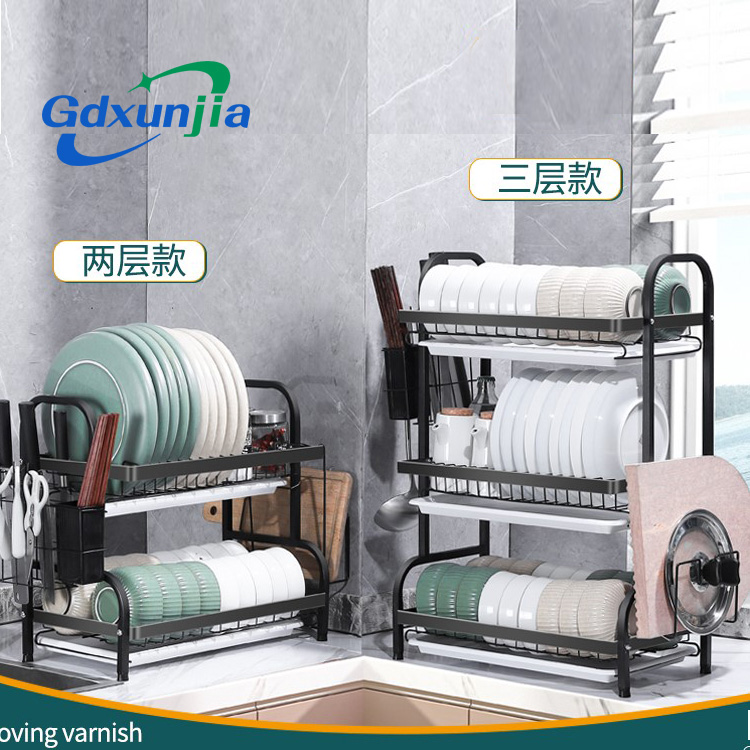 Xunjia/xinzhijia – R2 Lengthening Kitchen Storage Metal Tray Drain Rack Dishes Drying Rack Stainless Steel Drain Rack