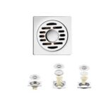 Square 10*10cm 2mm Thick 304 Stainless Steel Linear Floor Drain with Pvc Odor Proof Seal Core