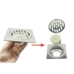 Square 10*10cm 2mm Thick 304 Stainless Steel Linear Floor Drain with Pvc Odor Proof Seal Core