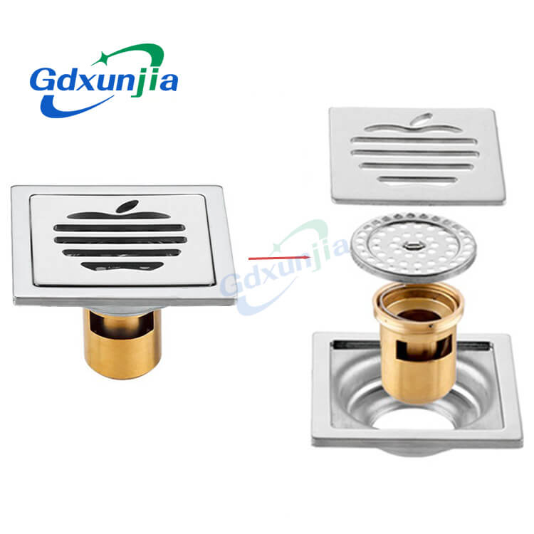 Square floor drain with copper deep water