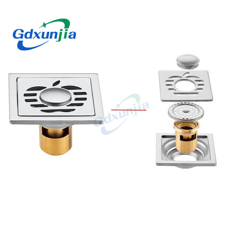 Square floor drain with copper deep water